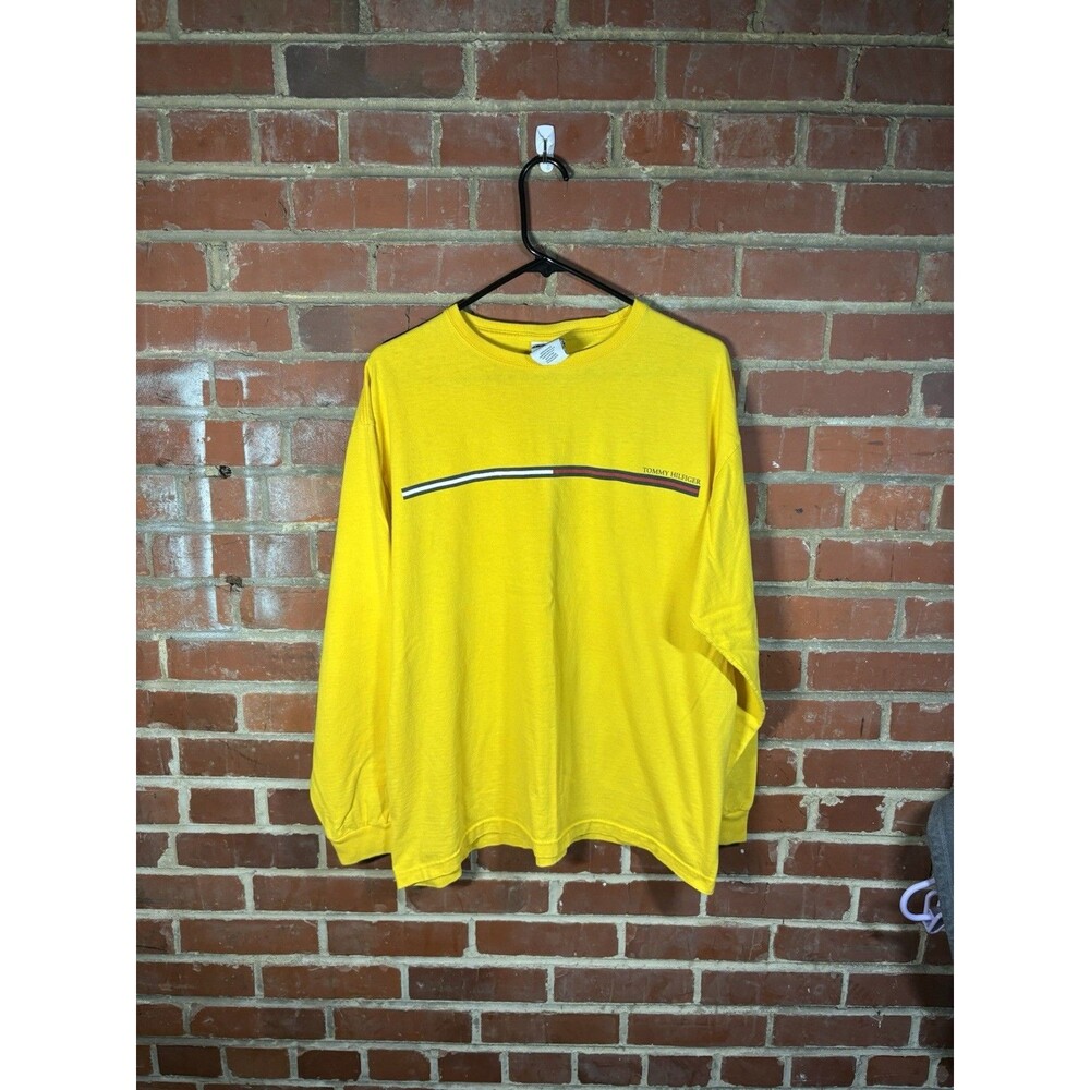 Vintage 90s Mens Long Sleeve Tommy Hilfiger Shirt Yellow USA Made Adult Large